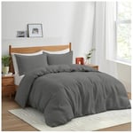 GC GAVENO CAVAILIA Microfiber Duvet Covers King Size Bedding Sets - Plain Dyed Quilt Cover Set (230x220 cm) with Pillowcases - Breathable - Anti Allergic Bedding - Charcoal