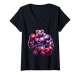 Womens Boxing Pig Boxer Hog Kickboxer MMA Fighter Combat Sports Gym V-Neck T-Shirt