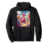 Playful Pink Dragon Exploring a Whimsical Candy Land Pullover Hoodie