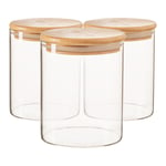 Scandi Glass Storage Jars with Wooden Lids 750ml Pack of 3