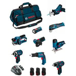 Bosch - Kit BMKB9-28CD3 (GSR12V-15+GTB12V-11+GDR12V-105+GWS12V-76+GST12V-70+GOP12V-28+GSA12V-14+GLI12V-80+GHO12V-20+3x2,0Ah)