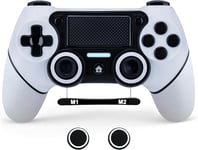 Manette Sans Fil Compatible Pour Ps4/Pro/Slim,Gamer Manette Compatible Avec Ps4/Pc,Bluetooth Manette Avec Vibration Fonction,Gyroscope 6 Axes,Turbo,1000mah,Pavé Tactile,Audio,M1/M2