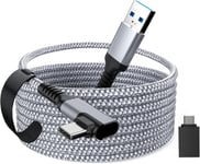 Câble Link 5M pour Meta/Oculus Quest2 / Pro PICO 4, Accessoires de câble de casque VR à haute vitesse de transfert et de charge, câble tressé en nylon USB C vers USB C 3.0 pour PC de jeu