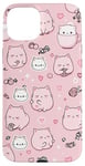 iPhone 15 Plus Adorable Cat Patterns Pink Design Cute kittens Patterns Case