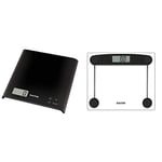 Salter Arc Digital ABS Platform Kitchen Scales, Precise Food Weighing & Slim Design For Compact Storage + Salter Compact Digital Bathroom Scales