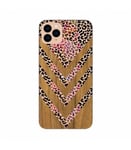 Coque iphone 11 PRO MAX effet bois leopard brocart violet transparente