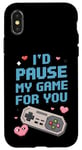 Coque pour iPhone X/XS I'd Pause My Game for You – Citation d'amour des joueurs