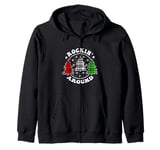 Rockin Around The Christmas Tree Plaid Matching Family Xmas Zip Hoodie