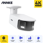 Annke - Caméra de sécurité extérieure panoramique PoE à double objectif, résolution 6MP, ultra grand angle 180°, super ouverture f/1.2, capteur bsi,