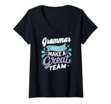 Womens Grammar and I Make a Great Team - Funny English Teacher V-Neck T-Shirt