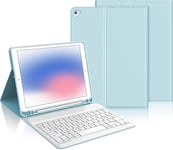 Étui Clavier Pour Ipad 9.7"", Ipad 6ème/5ème Géneration(2018/2017), Ipad Pro 9.7, Ipad Air 2/1, Bluetooth Clavier Azerty Français Amovible Avec Fente Pour Apple Pencil, Bleu Ciel\U2026