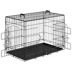 EUGAD Cage pour Chien, de Taille Moyenne, Cage Transport Chien Pliable, Cage Chien, 76x53x46cm, avec 2 Portes Verrouillables, Plateau Amovible, Poignées, en Métal, Noir, 0349GL