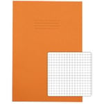 Rhino Exercise Book A4 Squared 5 mm Stapled Side Bound Manila Soft Cover Orange Not perforated 64 Pages Pack of 50