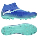 PUMA Future 7 Match + Laceless MG Formula - Blå/Vit/Electric Peppermint, storlek 40½