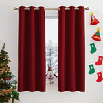 PONY DANCE Rideaux Salon - Rideau Occultants Coulissant de Fenêtre avec Oeillets/Draperies Barrière à Lumineux Arrêter Rayon UV pour Maison Chambre, L106 x H158 cm, Rouge Foncé, Lot de 2