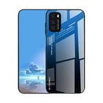 UPLAI Coque pour Xiaomi Redmi Note 10 5G / Poco M3 Pro 5G, Très Mince Dégradé de Couleur Verre Trempé Antichoc Housse, Souple TPU Silicone Mode Coloré Étui.Bleu Noir