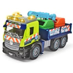 Dickie Toys Action Truck 203745015 Camion de recyclage avec conteneur de recyclage, grue, son et voyant d'avertissement, fonction chargement et déchargement, collecte des déchets pour enfants à partir