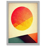 Wee Blue Coo Minimal Sunset Retro Sun Planet Gradient Colour Orange Yellow Peach Planet Artwork Framed A3 Wall Art Print