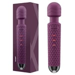 bed geek Handheld Wireless Electric Body Wand Massager with Memory Feature by bed geek Massage Skin Soft Silicone 20 Patterns 8 Speeds (Purple)