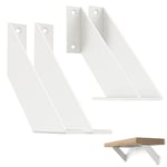 Chas Bete Equerre Etagere Murale, Équerre Étagère Metal Blanc, Equerre Charge Lourde pour Etageres Bricolage 20cm 4Pièces