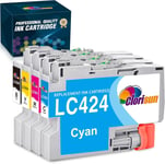 Lc424 Lc 424 Cartouche D'Encre Compatible Pour Cartouche Brother Lc424 Lc-424 Lc-424Val Pour Brother Dcp-J1200W Dcp-J1200We Imprimante ¿4 Pack, Noir, Cyan, Magenta, Jaune¿[Q1151]