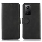 För Xiaomi Redmi Note 12s 4g Pu Läder Plånbok Case Fodral Kohud Texture Magnetisk cover Black