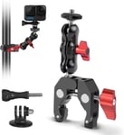 Support de caméra d'action pour moto, vélo, pince avec bras sphérique à 360°, Super Clamp avec bras magique avec filetage 1/4"" et 3/8"" pour GoPro Hero, Insta360 One X2, moniteur, flash