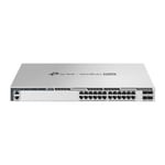 TP-Link Omada Pro 24-Port 2.5G Stackable L3 Managed PoE++ Switch with 4 25G Slots 24x 2.5 Gbps PoE++ RJ45 ports (up to 60 W PoE out per port) 4x 25