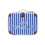 CHILDHOME, Valise Enfant, Week-end, Format Cabine, Bagage à Main, Compact, Solide, Anse pour Transport Facile, Etiquette Nom, Design, Simili Cuir, Mixte, Mini Traveller, Rayures Bleu