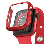 PZOZ Compatible with Apple Watch Series SE 2/SE/6/5/4 Screen Protector,iWatch PC Case PET Film All-around Bumper Protective Cover Compatible With i Watch Smartwatch Accessories (44mm, Red)