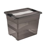 keeeper Boîte de Rangement avec Couvercle et Fermeture Coulissante, 24 L, Transparent, Crystal Grey