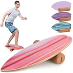 POWRX Surf Balance Board Wood/Balance Skateboard incl. Wheel - Coordination training for surfboard, surfboard, skateboard, sports balance board,