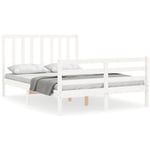 Lit double - 140x200 cm, Lit adulte et enfants, Cadre de lit sans matelas blanc bois de pin massif FR526657 Maison Chic