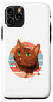 Coque pour iPhone 11 Pro Cat green eyes brown fur artistic painterly whiskers elegant