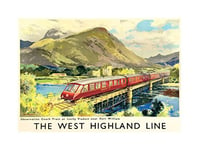 Wee Blue Coo Rail Scotland West Highland Line British Railways Picture Wall Art Print