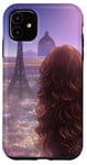 Coque pour iPhone 11 Anime City Skyline : rêverie d'une journée avec vue sur la ligne d'horizon