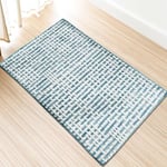 Comart, Dastan Furniture Rug for Living Room, Bathroom, Bedroom, Berber Style, Lines, Blue and White, 60 x 90 cm