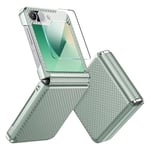 Focusor Coque pour Samsung Galaxy Z Flip 6 / Z Flip 5 mit Protection D'écran Arrière et Charnière, Antichoc Étui Intégrée Rigide Antidérapante Housse Anti-Rayures pour Z Flip6 / Z Flip5, Vert Menthe