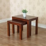 Traditional Solid Mahogany Ledbury Nest Of Two Side Tables Waxed Finish T073