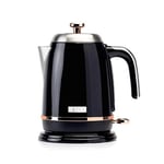 Haden Salcombe Black Kettle - 1.7L Cordless Kettle - Fast Boil 3KW - Stainless Steel Kettle with Quiet Operation, Auto Shut-Off, Boil-Dry Protection, Removable Limescale Filter, Ergonomic Handle