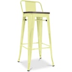 Tabouret de bar design industriel avec dossier - Bois et acier - 76cm - Stylix Jaune pâle