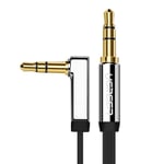 AUX Cable 3.5mm Ma ST > 3.5mm Ma ST Angled 1m Silver