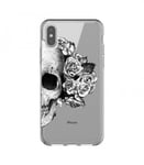 Coque Iphone X mort fleur noir blanc transparente