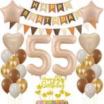 Ballon Décoration 55 ans anniversaire, Ballon 55 ans Beige Marron, Déco anniversaire 55 ans Marron Beige, Ballon 55 ans anniversaire Femme Homme, 55 Anniversaire Femme Homme Ballon Marron