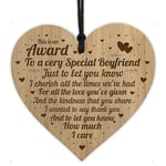 Boyfriend Gift Ideas AWARD Engraved Heart Birthday Christmas Gift For Boyfriend