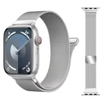 MRAIN-H Breveté Métal Milanais Compatible avec Bracelet Apple Watch Series 10 9 8 7 6 5 4 3 Ultra 2 1 SE SE2 46mm 49mm 45mm 44mm 42mm 41mm 40mm 38mm Femme Homme, Metal Bracelets Magnétique pour iWatch