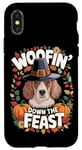 Coque pour iPhone X/XS Woofin' Down The Feast, amoureux des chiens pèlerins de Thanksgiving