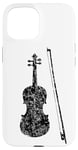 Coque pour iPhone 15 Violon et Archet (Noir Ancien) Violoniste