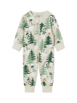 Polarn O. Pyret Baby Snowman Forest Print Sleepsuit, Natural/Multi