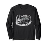 Vintage car Santa Christmas tree on the roof Long Sleeve T-Shirt